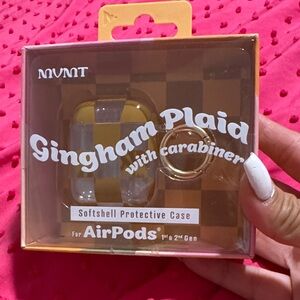 MVMT Yellow Gingham Plaid AirPods Case with Carabiner
